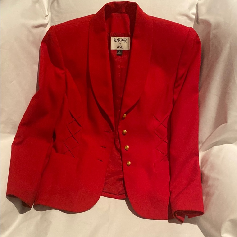Kasper Red Blazer with Gold Buttons